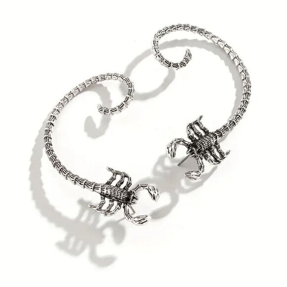 Scorpion Stainless Steel Ear Climber Ear Hugger Ear Jacket Stud Earrings - Picture 5 of 7